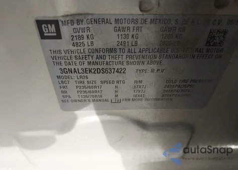 2013 Chevrolet Captiva Lt from USA, damaged, VIN 3GNAL3EK2DS637422